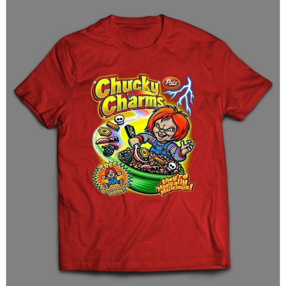CHUCKY CHARMS HORROR MOVIE CEREAL PARODY SHIRT - Picture 1 of 1